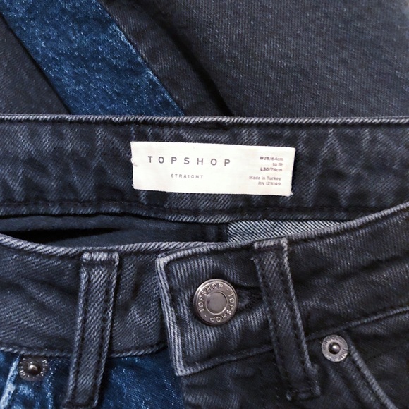 Topshop Color Block Straight Leg Crop Jeans - Picture 3 of 4